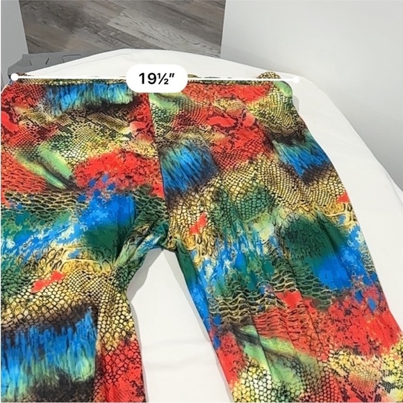 SHEIN SXY Crocodile Snakeskin Print Flare Leg Pants rainbow multicolor size 4XL - Picture 13 of 14